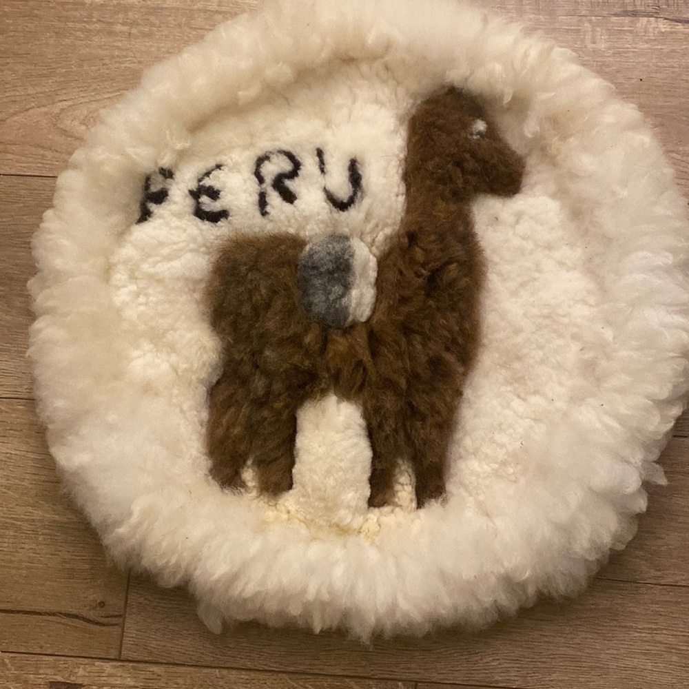 Authentic Vintage Handcrafted Peruvian Alpaca/ Llama Fur Wall Hanging